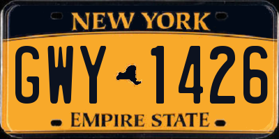 NY license plate GWY1426