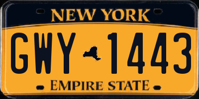 NY license plate GWY1443