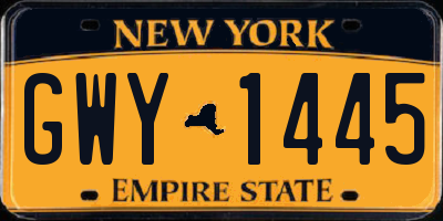 NY license plate GWY1445