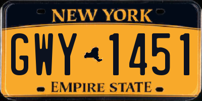 NY license plate GWY1451