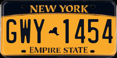 NY license plate GWY1454