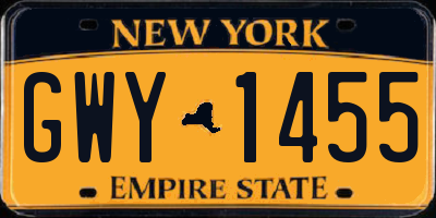 NY license plate GWY1455