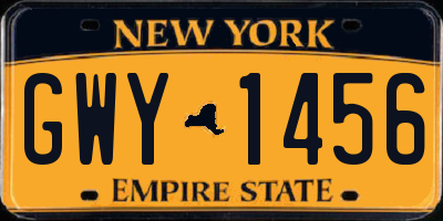 NY license plate GWY1456