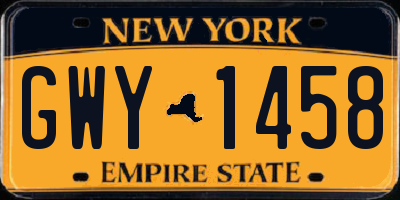 NY license plate GWY1458