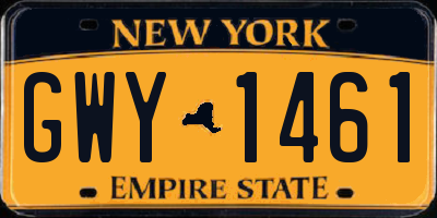 NY license plate GWY1461