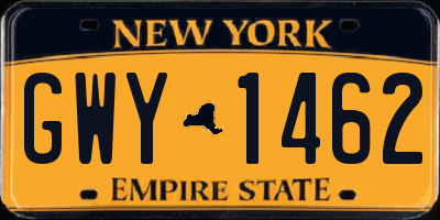 NY license plate GWY1462