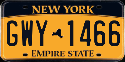 NY license plate GWY1466