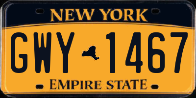 NY license plate GWY1467