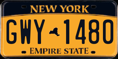 NY license plate GWY1480
