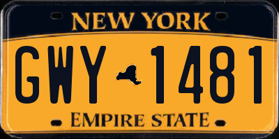 NY license plate GWY1481