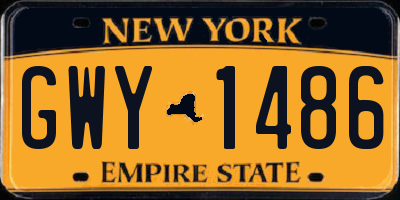 NY license plate GWY1486