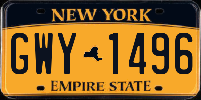 NY license plate GWY1496