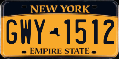 NY license plate GWY1512