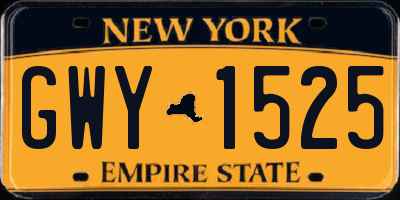 NY license plate GWY1525