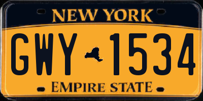 NY license plate GWY1534