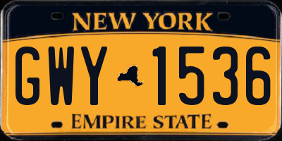 NY license plate GWY1536
