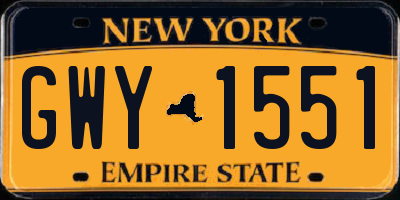 NY license plate GWY1551