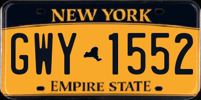 NY license plate GWY1552