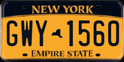 NY license plate GWY1560