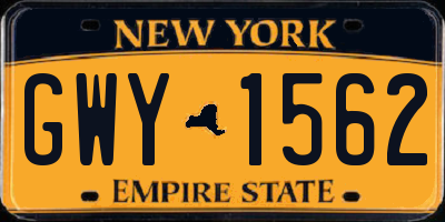 NY license plate GWY1562