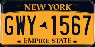 NY license plate GWY1567