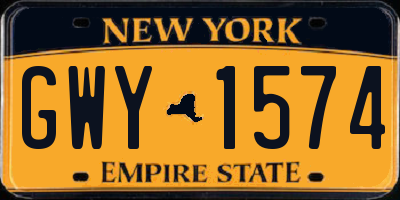 NY license plate GWY1574