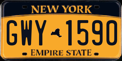 NY license plate GWY1590