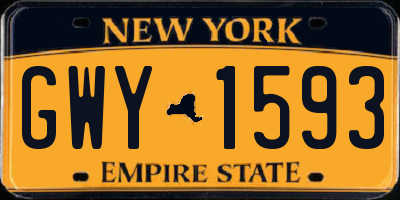 NY license plate GWY1593