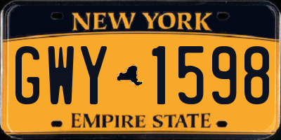 NY license plate GWY1598
