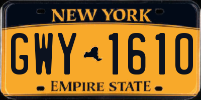 NY license plate GWY1610