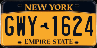 NY license plate GWY1624