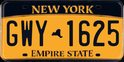 NY license plate GWY1625