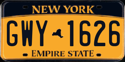 NY license plate GWY1626