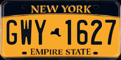 NY license plate GWY1627