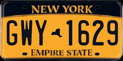 NY license plate GWY1629
