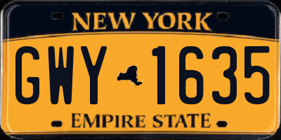 NY license plate GWY1635