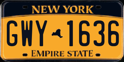 NY license plate GWY1636