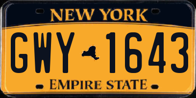 NY license plate GWY1643