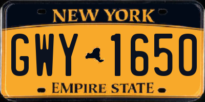 NY license plate GWY1650