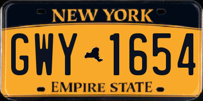 NY license plate GWY1654