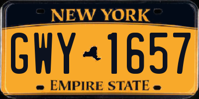 NY license plate GWY1657