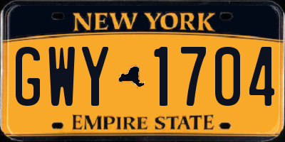 NY license plate GWY1704