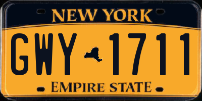 NY license plate GWY1711