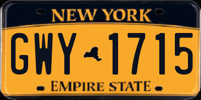 NY license plate GWY1715