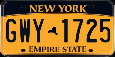 NY license plate GWY1725