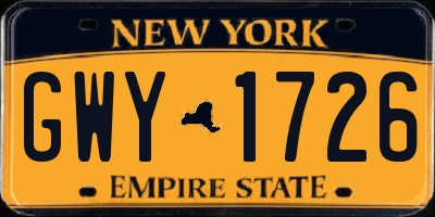 NY license plate GWY1726