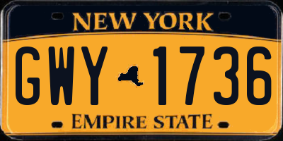 NY license plate GWY1736