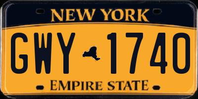 NY license plate GWY1740