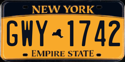 NY license plate GWY1742