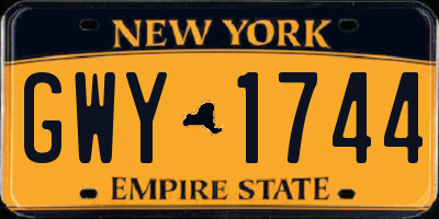 NY license plate GWY1744